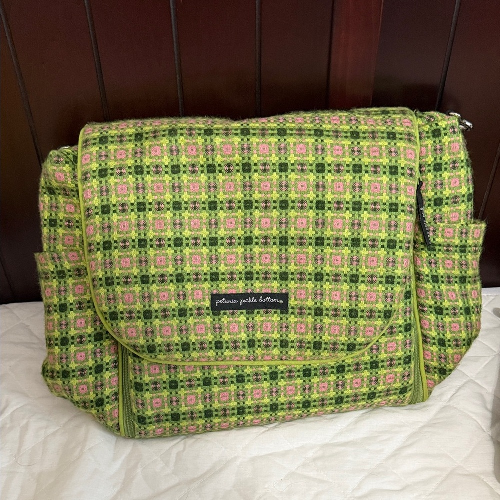 Petunia Pickle Bottom Green and Pink Patterned Bag
